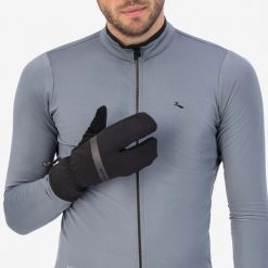 Rękawiczki rowerowe zimowe męskie Rogelli Nova Lobster. Czarne rękawiczki męskie Rogelli, na zimę, bez wzorów, z materiału. Za 205.00 zł.
