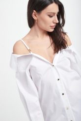 Sukienka koszulowa BLUGIRL BLUMARINE. Sukienki damskie Blugirl Blumarine, bez wzorów, bez kołnierzyka, bez ramiączek, koszulowe. W wyprzedaży za 699.07 zł.