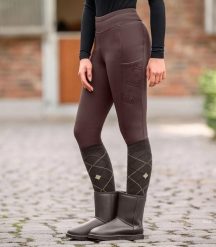 Damskie legginsy jeździeckie z pełną przyczepnością ELT Rica Teddy. Brązowe legginsy damskie ELT, bez wzorów, z polaru. Za 311.50 zł.