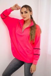 Bluza z suwakiem i kieszeniami różowy neon. Czerwone bluzy damskie KESI, l, bez wzorów, z bawełny, bez ramiączek, bez kaptura. Za 178.78 zł.