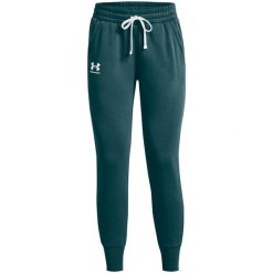 Spodnie dresowe damskie Under Armour Rival Fleece Joggers. Zielone spodnie dresowe damskie Under Armour, bez wzorów, z dresówki, sportowe, trekkingowe. Za 104.00 zł.