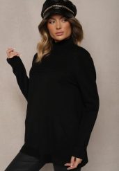 Czarny Sweter Półgolf z Bawełną i Kieszenią z Przodu Emittes. Czarne swetry nierozpinane damskie Renee, l, bez wzorów, z bawełny, eleganckie, bez kołnierzyka, bez ramiączek. Za 84.99 zł.