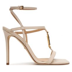 Sandały Elisabetta Franchi. Białe sandały damskie Elisabetta Franchi, bez wzorów, bez obcasa, na szpilce, bez zapięcia. Za 1,587.99 zł.