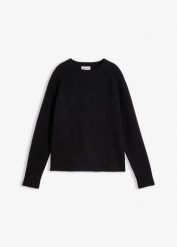 Sweter z dzianiny z raglanowymi rękawami. Brązowe swetry nierozpinane damskie bonprix, bez wzorów, z dzianiny, bez kołnierzyka, bez ramiączek. Za 109.99 zł.