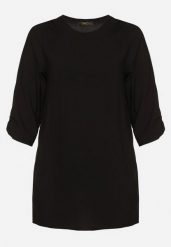 Czarna Klasyczna Tunika z Marszczonymi Rękawami Evianas. Czarne tuniki damskie Born2be, xl, bez wzorów, eleganckie, bez ramiączek. Za 44.99 zł.