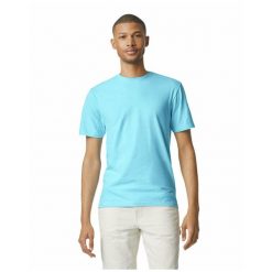 Koszulka Softstyle Dla Dorosłych Unisex. Niebieskie bluzki damskie GILDAN, l, bez wzorów, sportowe, bez kołnierzyka, bez ramiączek. Za 28.99 zł.