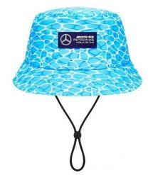 Czapka bucket Mercedes-AMG Petronas F1 George Russell Miami GP niebieska. Białe czapki damskie Erima, bez wzorów, z tkaniny, eleganckie. Za 184.99 zł.