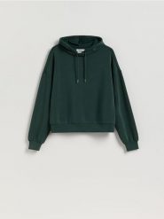 Bluza z modalem - morski. Zielone bluzy damskie Reserved, l, bez wzorów, z dzianiny, bez ramiączek, bez kaptura. Za 129.99 zł.