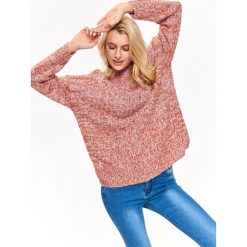 SWETER DAMSKI, Z GOLFEM. Białe swetry nierozpinane damskie TROLL, na jesień, m, bez wzorów, bez kołnierzyka, bez ramiączek. W wyprzedaży za 39.99 zł.