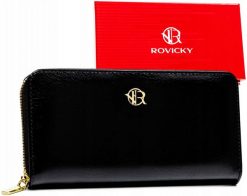 Portfel damski Rovicky R-PRK-01-F7 czarny. Czarne portfele damskie ROVICKY, ze skóry ekologicznej. Za 45.00 zł.