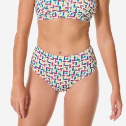 Dół kostiumu kąpielowego surfingowego damski Decathlon Romi Mosaic. Brązowe bikini Decathlon, bez wzorów. Za 69.99 zł.