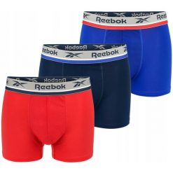 Bokserki majtki męskie 3 pary REEBOK SHORT SPORTS TRUNK ELIM. Niebieskie bokserki męskie Reebok, bez wzorów. Za 95.00 zł.