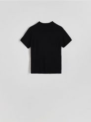 Sweter z krótkimi rękawami - czarny. Czarne swetry nierozpinane damskie Reserved, l, bez wzorów, z dzianiny, bez kołnierzyka, bez ramiączek. W wyprzedaży za 39.99 zł.