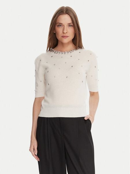 KAOS Sweter RI1KT021 Écru Regular Fit. Swetry nierozpinane damskie KAOS, s, bez wzorów, z wełny, bez kołnierzyka, bez ramiączek. Za 539.99 zł.