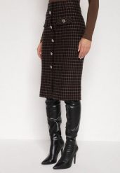 Czarna Ołówkowa Tweedowa Spódnica w Kraciasty Wzór z Guzikami Anitusa. Czarne spódnice damskie Born2be, na co dzień, m, bez wzorów, z jeansu, eleganckie, midi, ołówkowe. Za 79.99 zł.