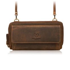 Skórzana kopertówka damska do ręki na ramię portfel damski Paolo Peruzzi T-137-HBR. Brązowe portfele damskie Paolo Peruzzi, ze skóry. Za 139.00 zł.