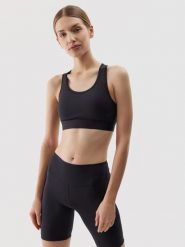 4F Biustonosz treningowy z niskim wsparciem z materiału z recyklingu damski - czarny S. Czarne bielizna sportowa damska 4F, s, bez wzorów, z dzianiny. W wyprzedaży za 59.99 zł.