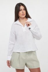 Bluzka damska lniana ARMANI EXCHANGE. Bluzki damskie Armani Exchange, xs, bez wzorów, bez kołnierzyka, bez ramiączek. Za 649.00 zł.