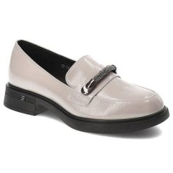 Szare Półbuty Vinceza Eleganckie Mokasyny Damskie. Szare sukienki damskie VINCEZA, s, bez wzorów, ze skóry ekologicznej, eleganckie, bez kołnierzyka, bez ramiączek. Za 149.00 zł.