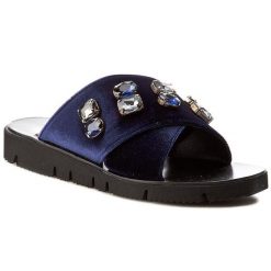 Klapki Gino Rossi. Niebieskie klapki damskie Gino Rossi, bez wzorów, bez obcasa, bez zapięcia. Za 469.99 zł.