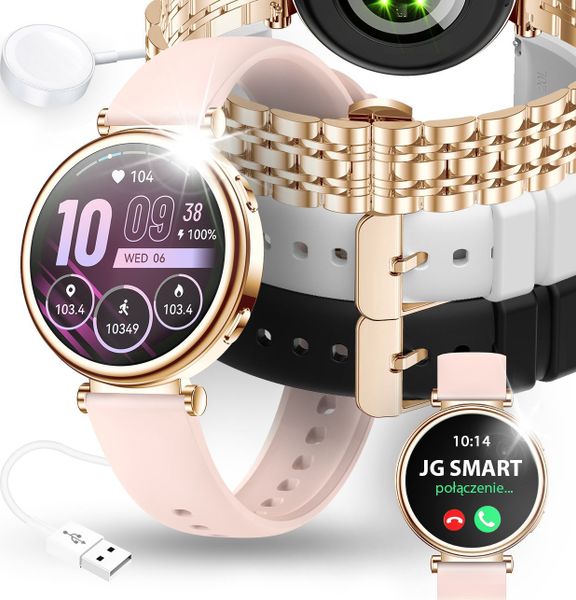 Smartwatch JG Smart Złoty. Żółte zegarki smartwatch JG Smart, bez wzorów. Za 154.99 zł.