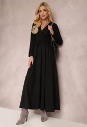 Czarna Sukienka Achina. Czarne sukienki damskie Renee, l, bez wzorów, z dzianiny, bez kołnierzyka, bez ramiączek, maxi, kopertowe. Za 159.99 zł.