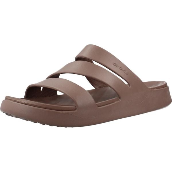 Sandały CROCS 209587C Brązowy. Brązowe sandały damskie Crocs, bez wzorów, z materiału, bez obcasa, bez zapięcia. Za 199.99 zł.