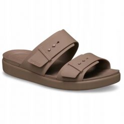Sandały dla Kobiet Crocs Brooklyn Buckle Low. Brązowe sandały damskie Crocs, bez wzorów, z materiału, bez obcasa, na obcasie, bez zapięcia. Za 239.99 zł.