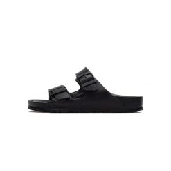 Klapki damskie Birkenstock Arizona W Eva. Czarne klapki damskie Birkenstock, bez wzorów, z materiału, bez obcasa, bez zapięcia. Za 249.00 zł.