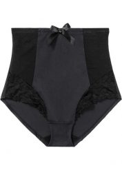 Figi panty shape, średni stopień modelowania sylwetki. Czarne majtki damskie bonprix, z koronki. Za 79.99 zł.