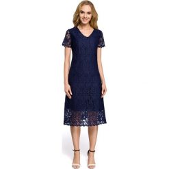 Sukienka z koronką moe275. Niebieskie sukienki damskie MOE, xl, bez wzorów, z koronki, wizytowe, bez kołnierzyka, bez ramiączek. Za 169.90 zł.