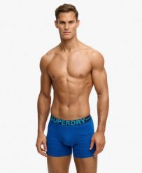 Superdry Boxer Triple Pack z bawełny organicznej – komfortowe bokserki. Niebieskie bokserki męskie Superdry, bez wzorów, z bawełny. Za 186.50 zł.