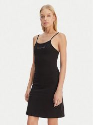 Tommy Jeans Sukienka codzienna Linear DW0DW22338 Czarny Slim Fit. Czarne sukienki damskie Tommy Jeans, na co dzień, xl, bez wzorów, z jeansu, bez kołnierzyka, bez ramiączek, proste. Za 289.99 zł.