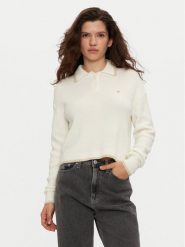 Tommy Jeans Sweter DW0DW19833 Écru Regular Fit. Swetry nierozpinane damskie Tommy Jeans, xxs, bez wzorów, z jeansu, bez kołnierzyka, bez ramiączek. Za 389.99 zł.
