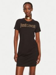 Just Cavalli Sukienka codzienna 76PAOE04 Czarny Regular Fit. Czarne sukienki damskie Just Cavalli, na co dzień, s, bez wzorów, z bawełny, bez kołnierzyka, bez ramiączek, proste. Za 339.99 zł.