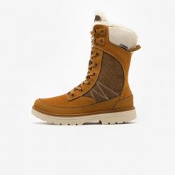 Buty turystyczne damskie Quechua NH900 skóra. Brązowe obuwie trekkingowe damskie QUECHUA, ze skóry, bez zapięcia. Za 399.99 zł.