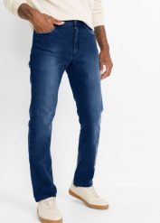 Dżinsy ze stretchem regular fit w wygodnym fasonie, prosta nogawka. Szare jeansy męskie bonprix, z jeansu, vintage. Za 129.99 zł.