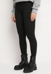 Czarne Legginsy z Wysokim Stanem i Szeroką Gumką w Talii Seviel. Czarne legginsy damskie Born2be, bez wzorów, z jeansu. Za 29.99 zł.
