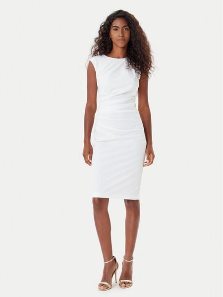 Rinascimento Sukienka koktajlowa CFC0125332003 Écru Slim Fit. Sukienki damskie Rinascimento, xs, bez wzorów, z syntetyku, wizytowe, bez kołnierzyka, bez ramiączek. Za 339.99 zł.