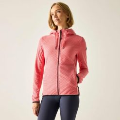 Damska bluza polarowa Ellula z kapturem i zamkiem błyskawicznym. Czerwone bluzy damskie Regatta, bez wzorów, z materiału, bez ramiączek, z kapturem. Za 349.99 zł.