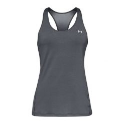 Tank top fitness damski Under Armour HG Armour Racer Tank. Szare topy damskie Under Armour, l, bez wzorów, sportowe, bez kołnierzyka, bez ramiączek. Za 89.99 zł.