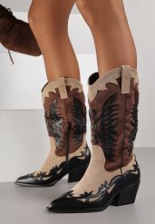 Czarne Botki Typu Kowbojki na Stożkowym Obcasie z Tłoczonym Wzorem Badorella. Czarne botki damskie Born2be, bez wzorów, z jeansu, klasyczne, bez obcasa, na obcasie, bez zapięcia. Za 129.99 zł.