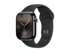 Zegarek Apple Watch Series 10 GPS + Cellular 42mm Slate Titanium Case z Czarną Sportową Opaską - M/L. Czarne zegarki smartwatch Apple, bez wzorów. Za 2,987.99 zł.