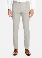 PAKO LORENTE - Wełniane spodnie garniturowe w kratkę. Brązowe garnitury męskie Pako Lorente, m, bez wzorów, z wełny, młodzieżowe. Za 999.99 zł.