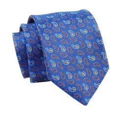 Krawat Niebieski, Paisley, Łezki, 7 cm, Elegancki, Klasyczny, Męski -ALTIES. Niebieskie krawaty i muchy Alties, bez wzorów, z tkaniny, eleganckie. Za 49.00 zł.