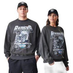 Bluza Las Vegas Raiders NFL Washed. Szare bluzy męskie New Era, m, bez wzorów, bez ramiączek, bez kaptura. W wyprzedaży za 330.40 zł.