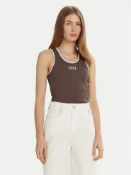 Max Mara Leisure Top Sax 2516941027 Brązowy Slim Fit. Brązowe topy damskie Max Mara Leisure, s, bez wzorów, z bawełny, bez kołnierzyka, bez ramiączek. Za 239.99 zł.