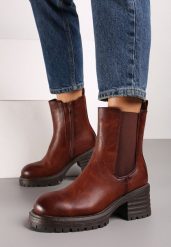Brązowe Botki Ocieplone Sztyblety na Obcasie z Elastyczną Wstawką Crelda. Brązowe botki damskie Born2be, bez wzorów, z jeansu, eleganckie, bez obcasa, na obcasie, bez zapięcia. Za 169.99 zł.