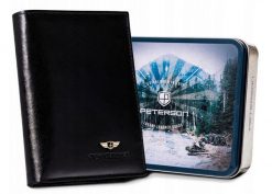 Portfel skórzany Peterson [DH] PTN N74-VT czarny. Czarne portfele męskie Peterson, bez wzorów, ze skóry. Za 94.00 zł.