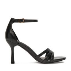 Sandały JENNY. Czarne sandały damskie Jenny, bez wzorów, bez obcasa, na szpilce, bez zapięcia. Za 139.99 zł.